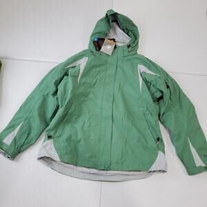 Eastern Mountain Sports Stratus 3-in-1 Jacket Womens Large Green Hooded Ski